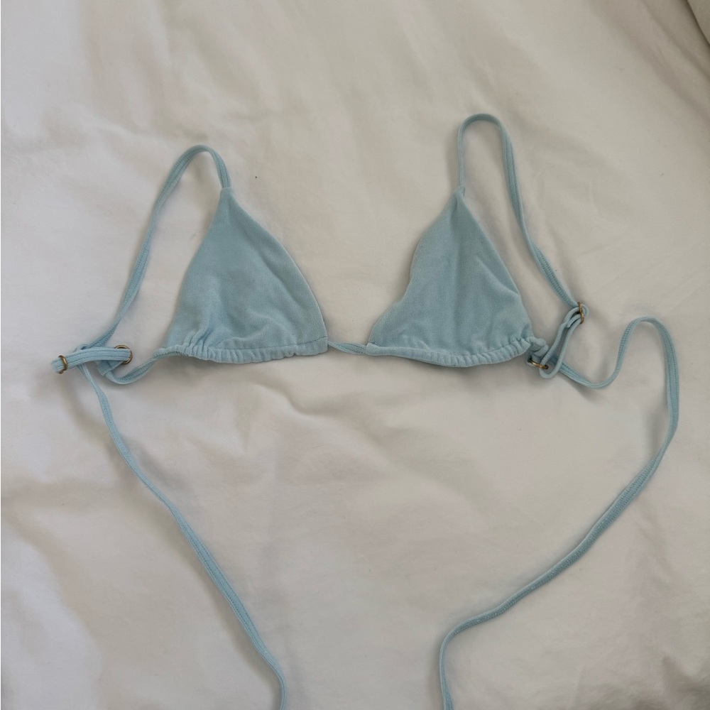 L space Terri cloth material Light Blue Triangle Bikini Top
